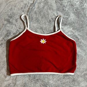 No Boundaries Red Camisole with White Edging